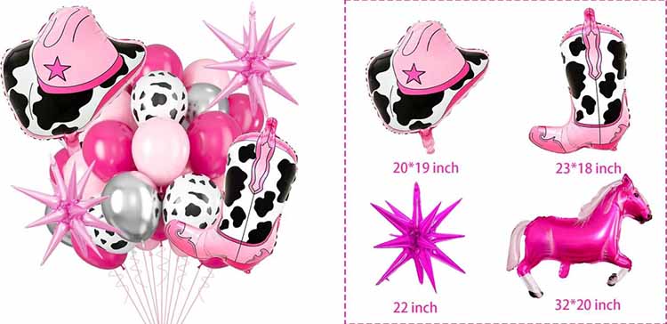 cowboy themed foil balloons size