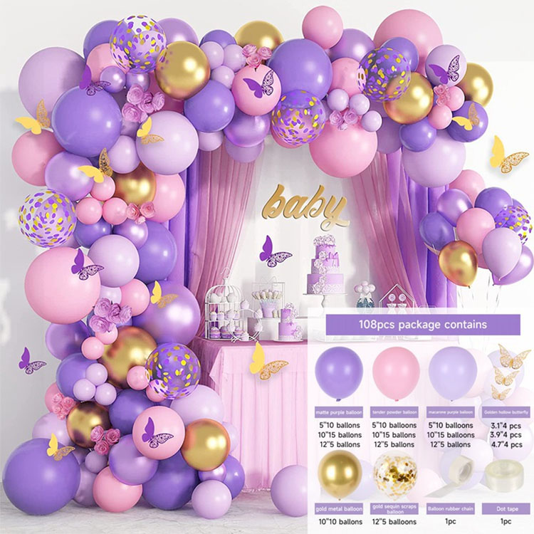 Premium Purple Butterfly Balloons Arch Kit